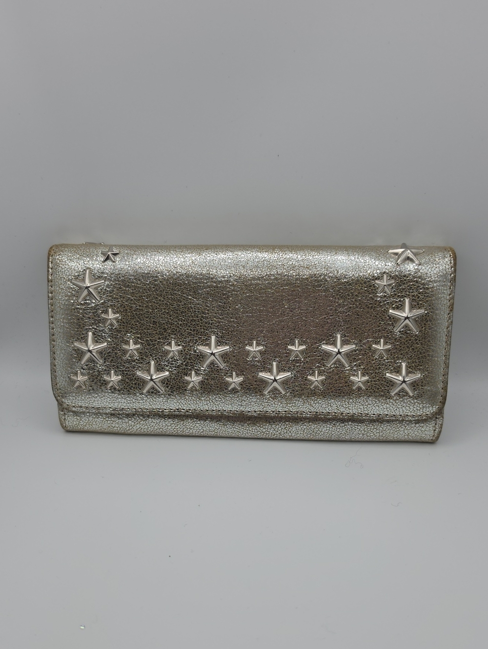 Jimmy Choo Star-Studded Silver Nino Metallic Silver Long Snap Wallet (EUC)🩶 - Picture 2 of 13